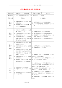 单位廉政风险点及防控措施