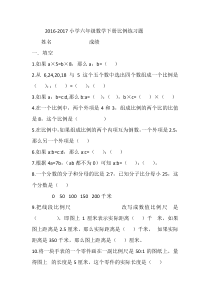 2016-2017小学六年级数学下册比例练习题