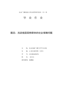 论文-浅谈我国弱势群体的社会保障问题