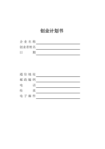 SYB创业计划书模板(第二版最新)