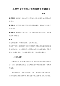 小学生良好行为习惯养成教育主题班会