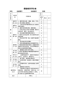 小学课堂教学评价表