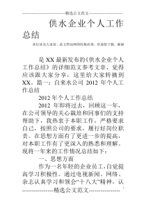 供水企业个人工作总结
