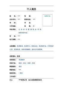 英语教师简历