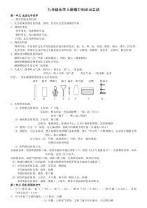 人教版九年级化学上册期中知识点总结汇总