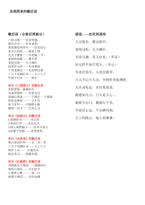 各类简单的歇后语、谚语