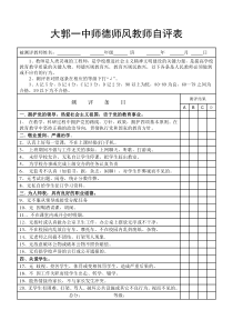 师德师风教师自评表