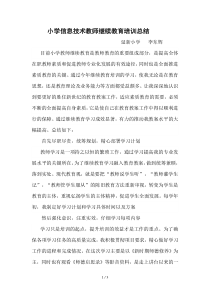 小学信息技术教师继续教育培训总结