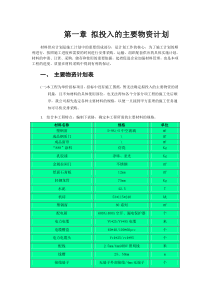拟投入的主要物资计划