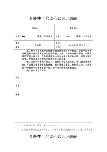 组织生活会谈心谈话记录表