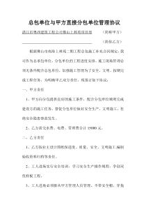 总包单位与甲方直接分包单位管理协议