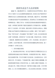 2019年组织生活会个人自评材料