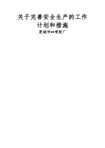 安全生产标准化的工作计划和措施