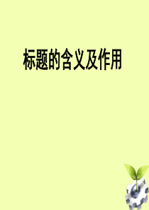 《标题的含义及作用》专题训练课件