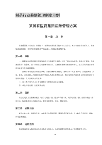 国有医药集团薪酬制度管理