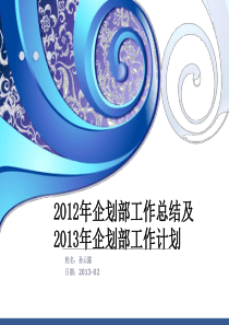 企划部2012年工作总结及2013年计划