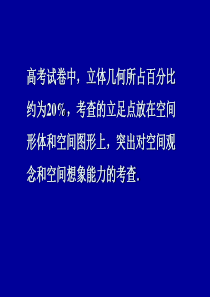 高考试卷中,立体几何所占百分比约为20,考查的立足点放