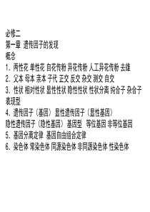 高中生物人教版必修2术语知识点