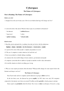 北师大版高中英语必修二-unit4-lesson1-The-Future-of-Cyberspace