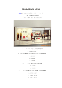 高档女装品牌运作计划书简述
