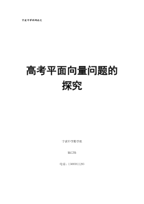 高考平面向量问题的探究