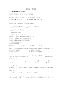 高中数学选修2-1测验(有答案,题目很经典)