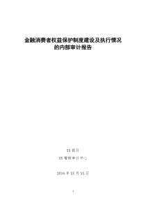 金融消费者权益保护制度建设及执行情况的内部审计报告
