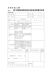 闸门防腐蚀表面处理及涂料涂装质量评定表