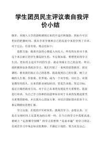 学生团员民主评议表自我评价小结