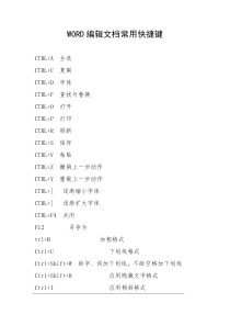 WORD编辑文档常用快捷键