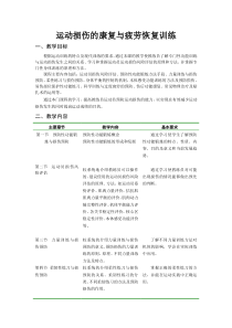 运动损伤的康复与疲劳恢复训练教学大纲