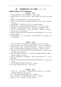 高一必背句子200句(模块1234)