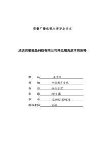 降低物流成本的策略