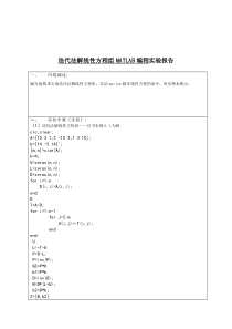 迭代法解线性方程组MATLAB编程实验报告
