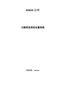 欠薪突发突发处置预案