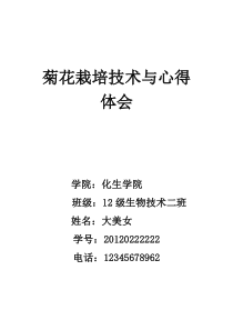 菊花的栽培技术与心得体会