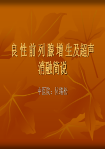 良性前列腺增生及超声消融简说