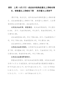 荥阳上周(4月17日)成品油市场周分析