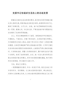 支部书记在组织生活会上的总结发言范本