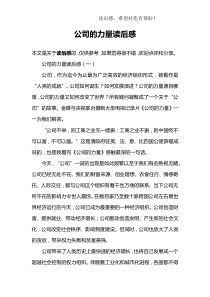 公司的力量读后感