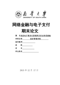 网络金融与电子支付期末论文