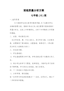 班级质量分析方案