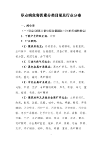 职业病危害因素分类目录及行业分布