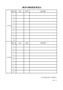 演讲抽签登记表
