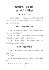 莒县城市污水厂安全生产管理制度