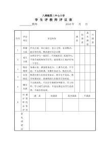 学生评教师评议表