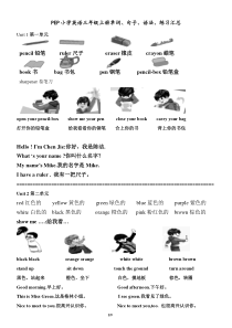 新版PEP小学英语三年级上册单词、句子、语法、练习汇总