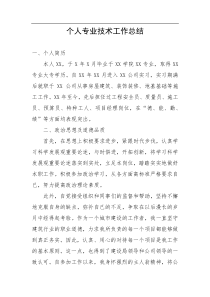 职称申报个人专业技术工作总结