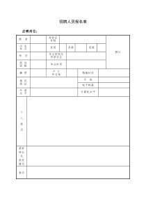 招聘人员报名表