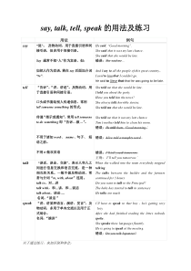 say--talk--tell--speak的区别、用法及练习(附答案)